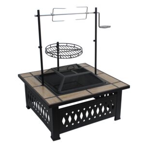 Living Accents Square Fire Pit Table with Cooking Set 34inch Living Accents Square Fire Pit Table with Cooking Set 34inch